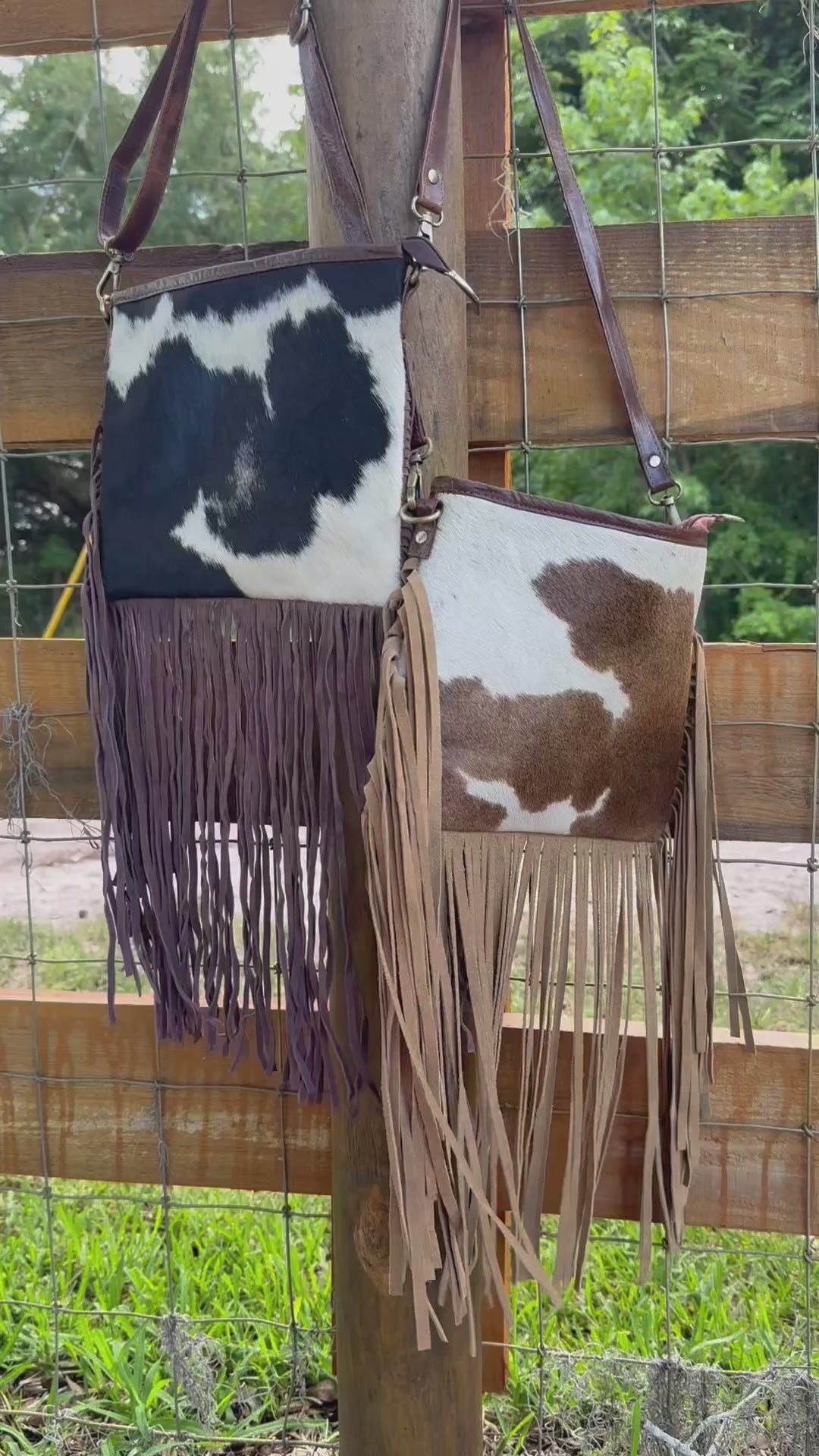 Cowhide Crossbody purse with fringe