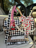 "Cherry Checkmate" - checker tooled leather speedy Duffle