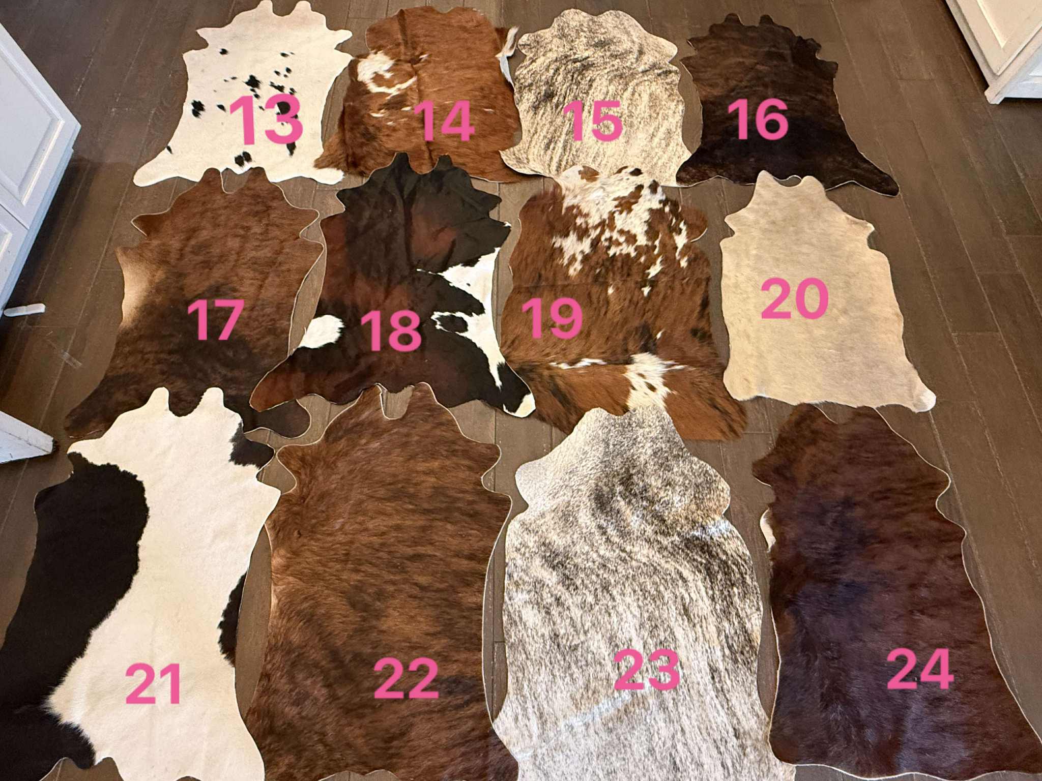 Set A - calf size hides - 36”-39”