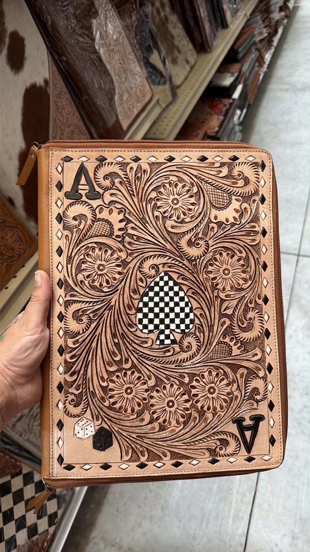 Ace playing card Planner cover with zipper closure
