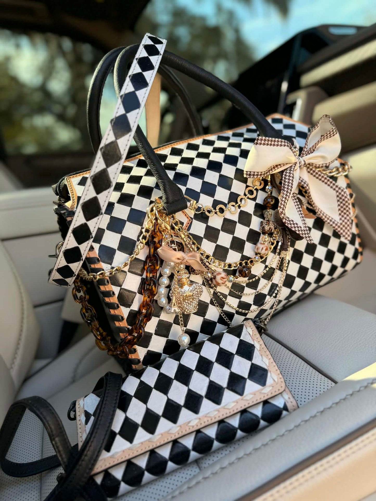 "Uptown Girl" - checker tooled leather speedy Duffle