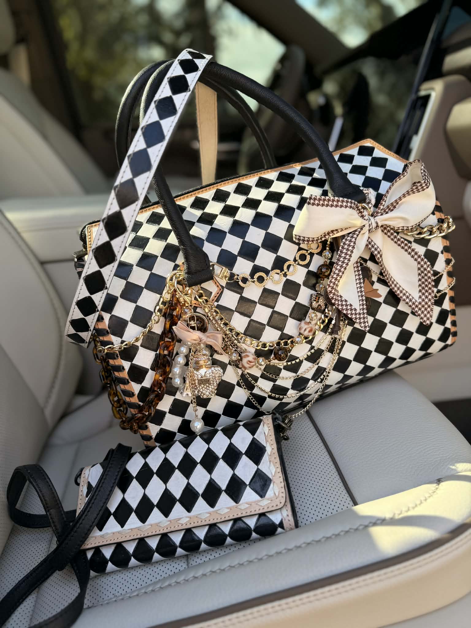 "Uptown Girl" - checker tooled leather speedy Duffle