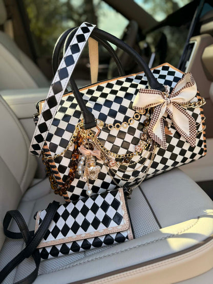 "Uptown Girl" - checker tooled leather speedy Duffle