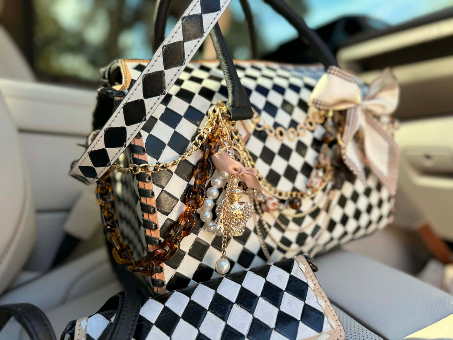 "Uptown Girl" - checker tooled leather speedy Duffle