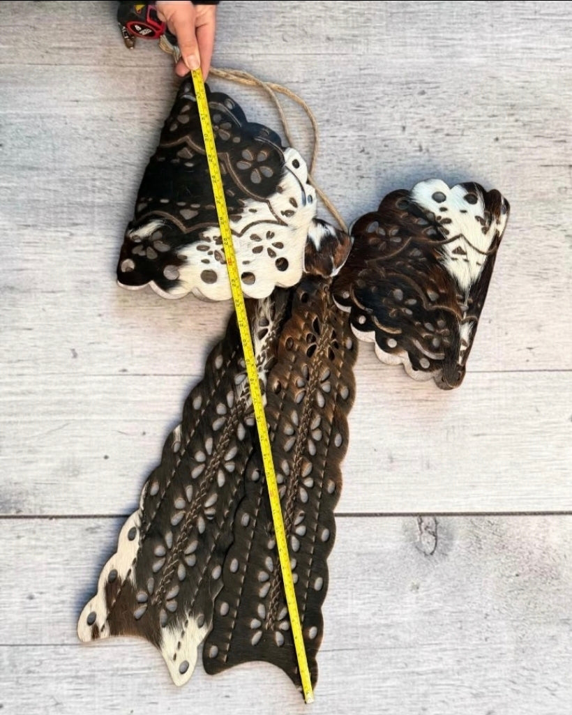 GIGANTIC 32" cowhide bow for tree - lace look (read description fully)