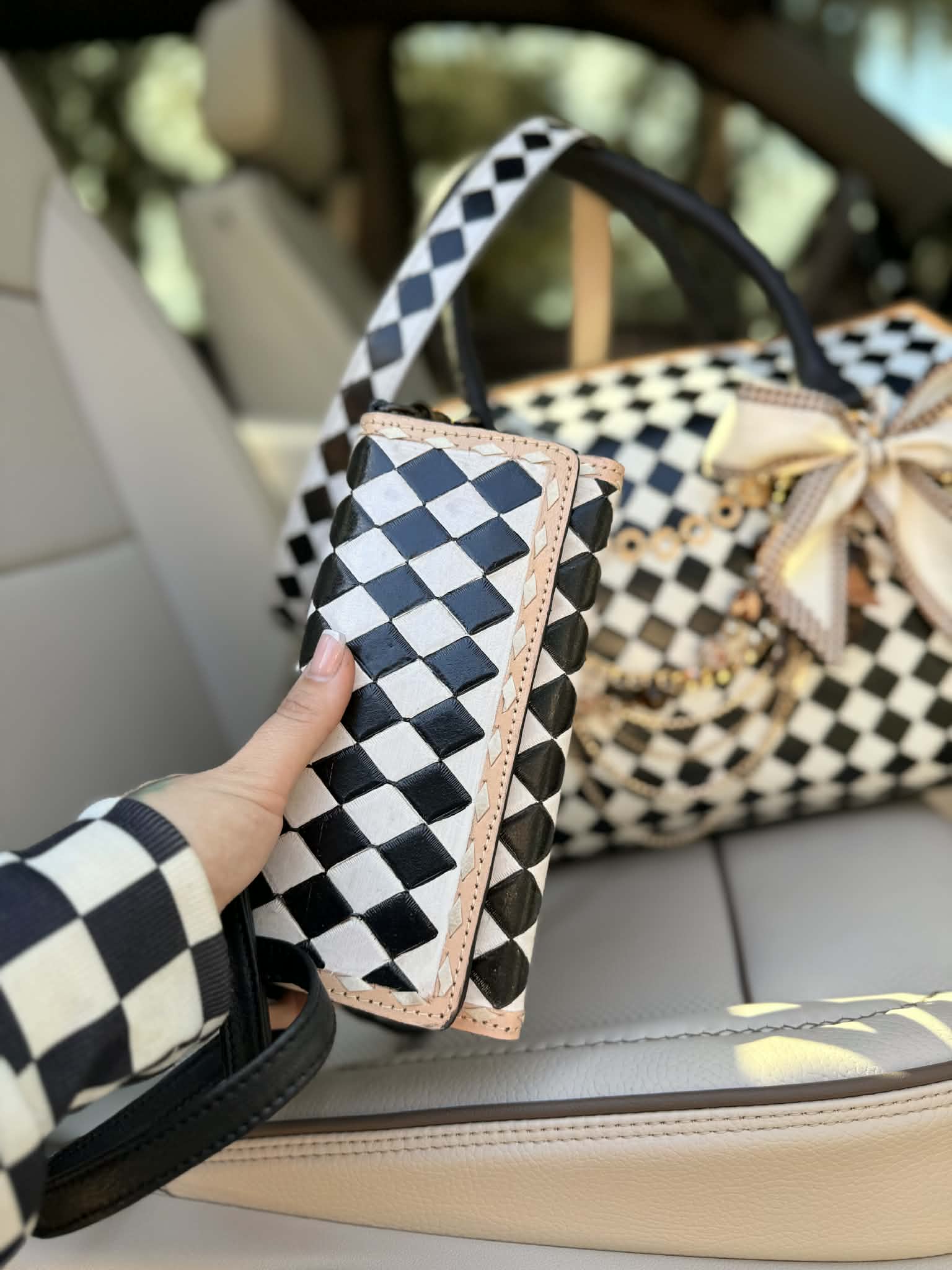 "Uptown Girl" - checker tooled leather speedy Duffle