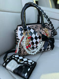 "Black Cherry Heiress" - checker tooled leather speedy (mini)
