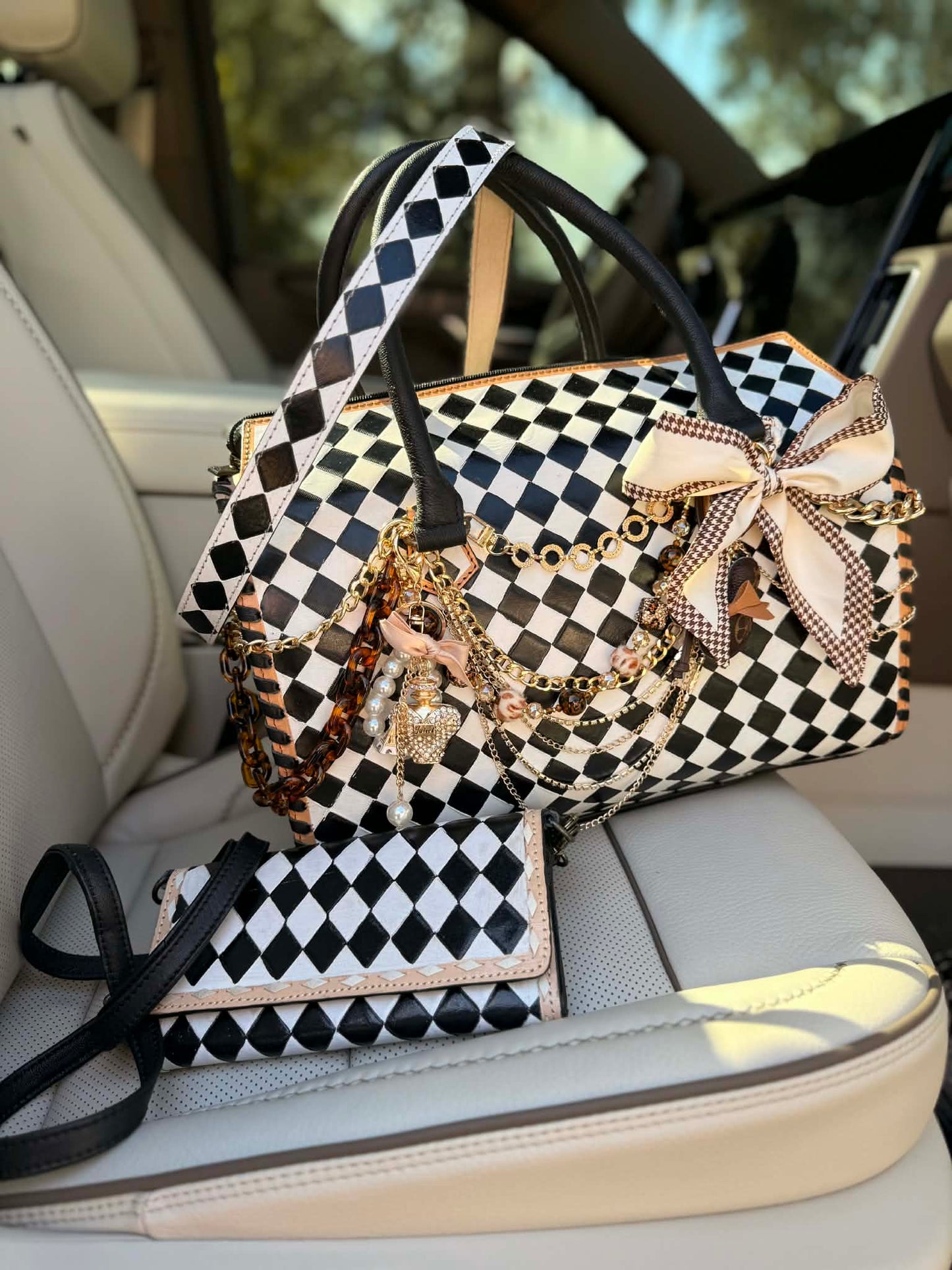 "Uptown Girl" - checker tooled leather speedy Duffle